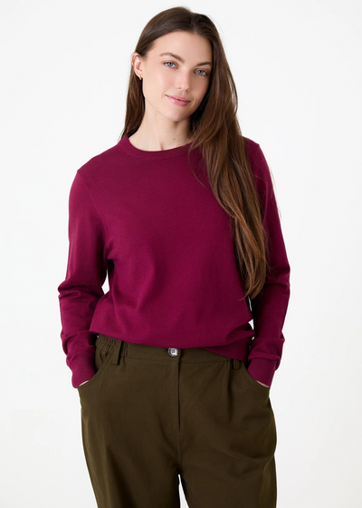 Cashmere Like Fitted V-Neck Jumper Berry