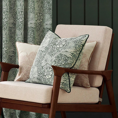 William Morris Marigold Cushion Leaf Green