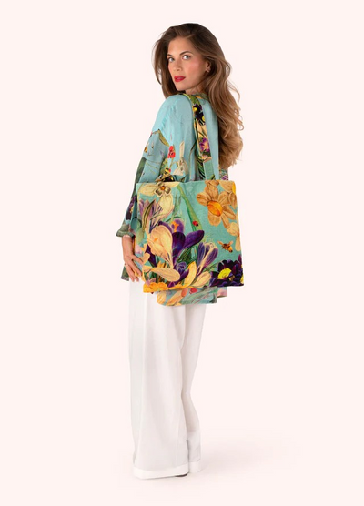 Spring Flora Cotton Velvet Tote