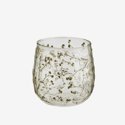Glass Votive with Flowers D:10x10 cm