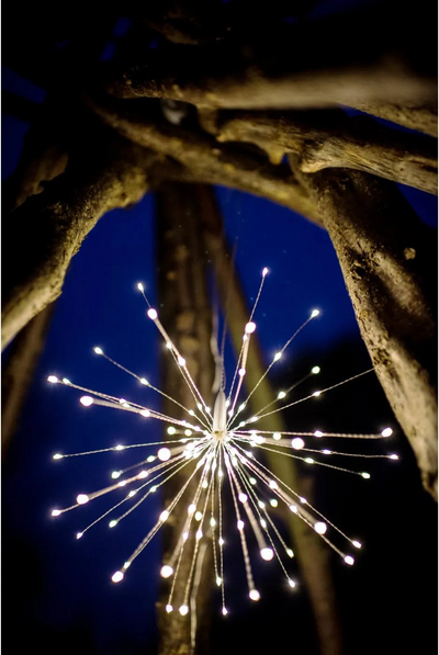 Hanging Starburst 26cm Silver Light Battery