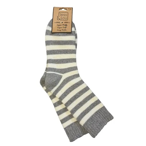 Grey Stripe Cosy Socks