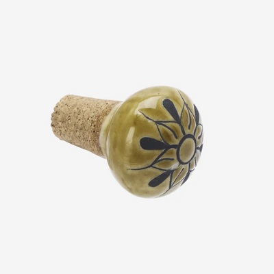 Ochre Hand-painted stoneware bottle stopper
