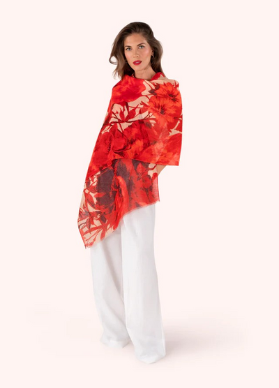 Rouge Blooms Linen & Cotton Mix Scarf