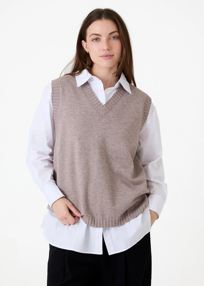 Cashmere Like V Neck Tank Top Mink