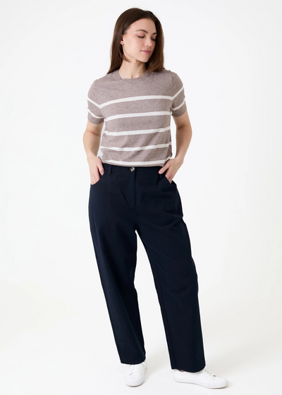 Stripe Crew Neck Short Sleeve Jumper Mink