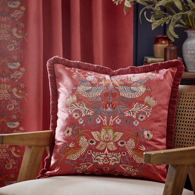 Strawberry Thief Velvet Cushion Velvet