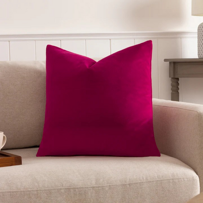 Sunny Velvet Cushion Fuchsia