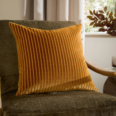 Savoy Stripe Velvet Cushion Gold