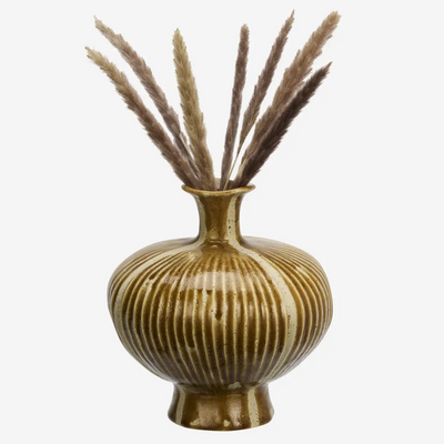Large Mustard Stoneware Vase