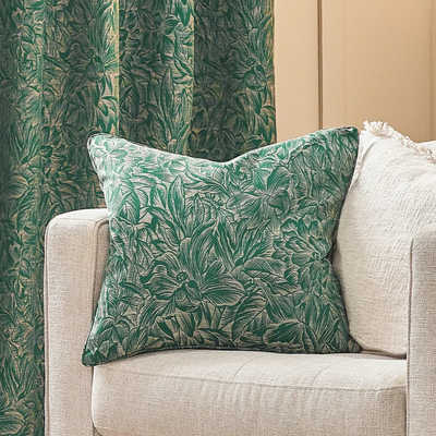 Jacquard Piped Cushion Emerald
