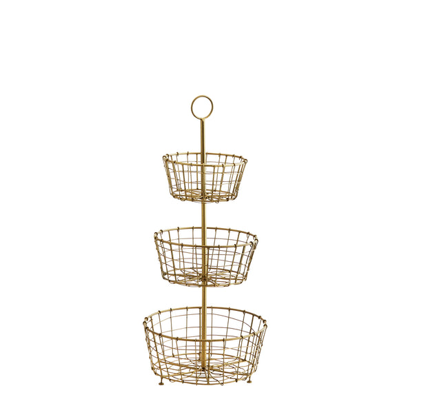 Iron etagere with baskets