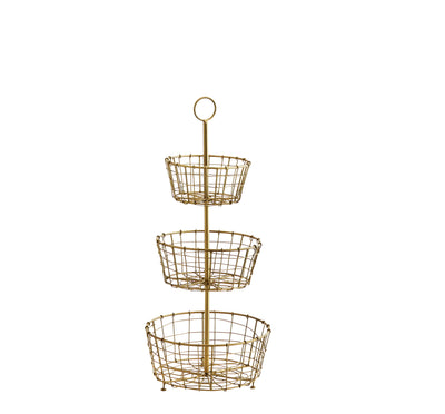 Iron etagere with baskets