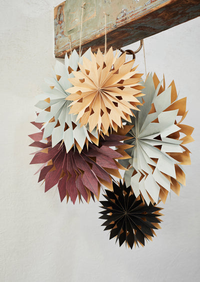 Crimson Veneer Paper Star with Lights Large