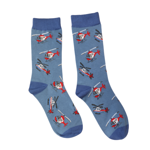 Blue Hovering Helicopter Bamboo Socks