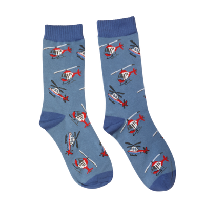 Blue Hovering Helicopter Bamboo Socks
