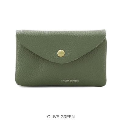 Large Leather Button Olive Green