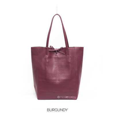 Plain Leather Shopper Burgundy
