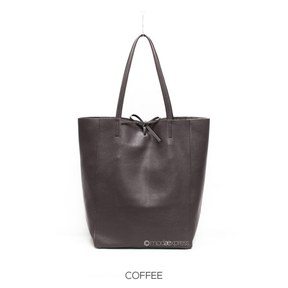 Plain Leather Shopper Chocolate