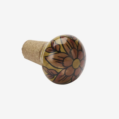 Mustard & Orange Hand-painted stoneware bottle stopper