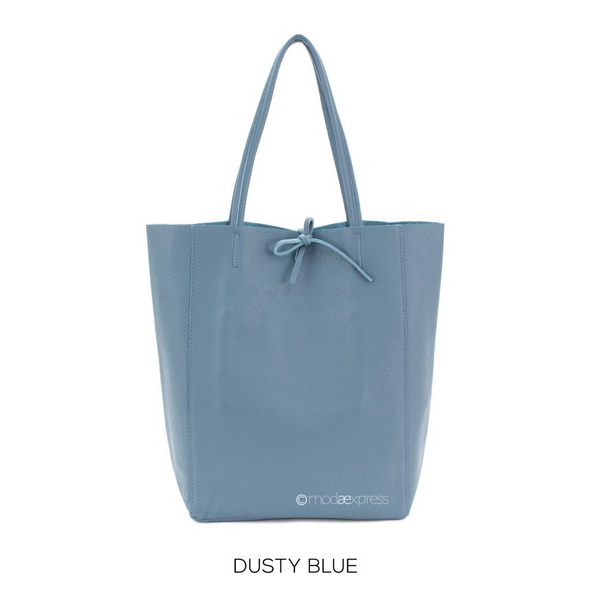 Plain Leather Shopper Dusty Blue