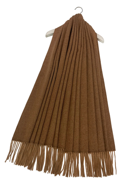 Mocha Plain Wool Blanket Scarf