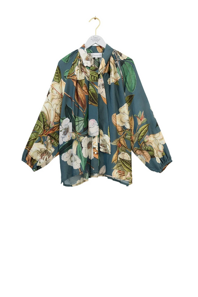 Rhodoleia Blue Pussybow Blouse S/M