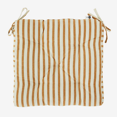 Printed cotton Seat pad Mustard Stripe