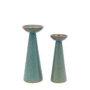 Portsea Candle Holders Teal Set of 2