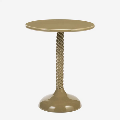 Taupe Round Metal Side Table