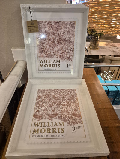 William Morris Stamp Red Framed Art Set of 2