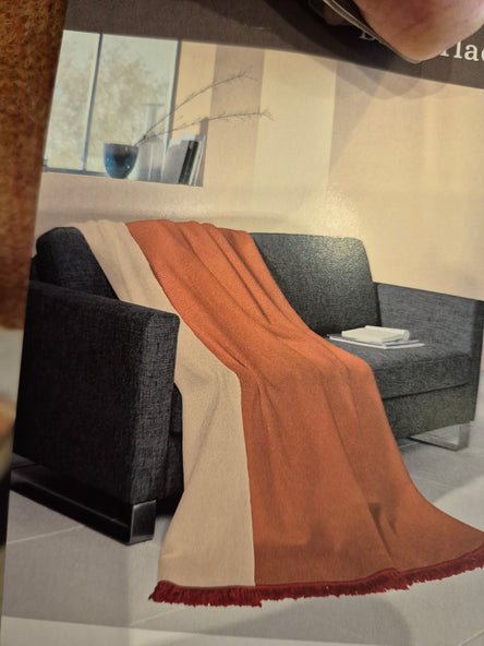Plain Burnt Orange Natural Throws Biederlack