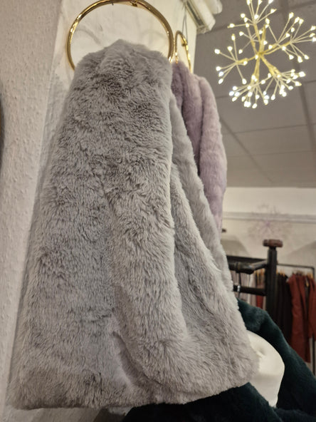 Chunky Faux Fur Snood-Grey