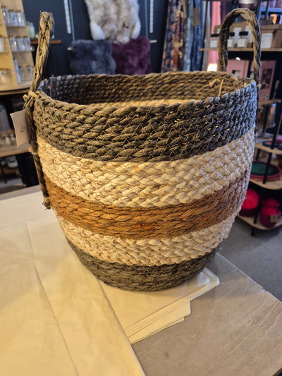 Orra Brown Striped Basket Large