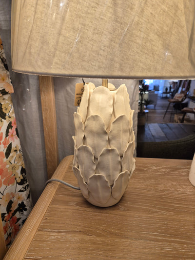 Layered Leaf Table Lamp Base Ivory Crackle Large