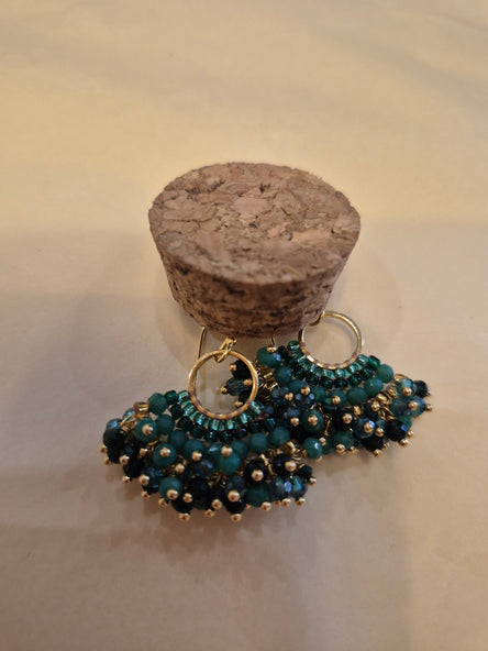 Handcrafted Gemstone & Crystal Earrings – 18K Gold-Plated 925 Silver Hooks, Green