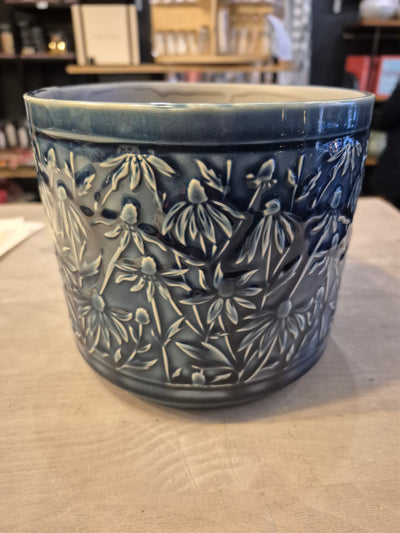 Stoneware Planter 17cm Navy Rudbeckia