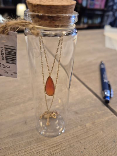 Handcrafted Gemstone Necklace with 18K Gold Plating, Carnelian
