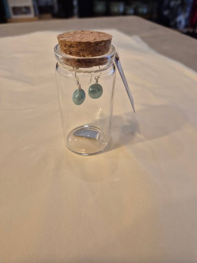 Mother of Pearl Earrings with 925 Silver Hooks Blue : Mother of pearl