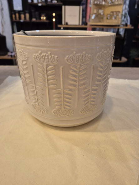 stoneware Planter 17cm Cream Protea Medium