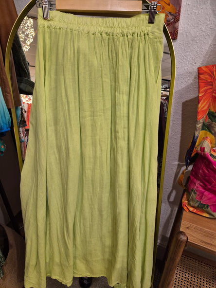 FULLY LINED ELASTICATED WAIST SIDE POCKETS COTTON SKIRTS - KHAKI