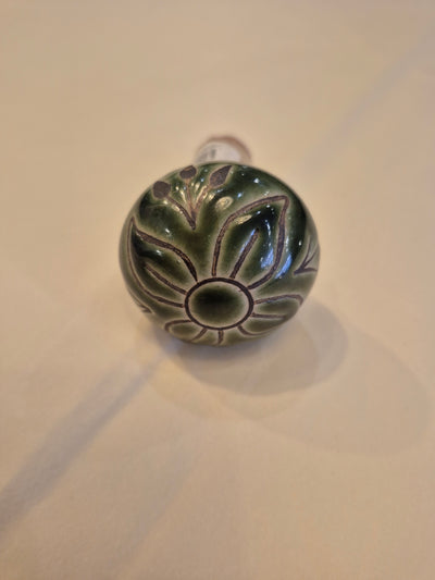 Green Hand-painted stoneware bottle stopper