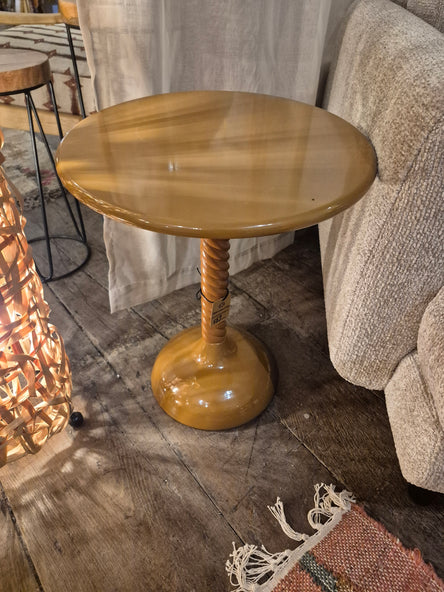 Brown Round Metal Side Table