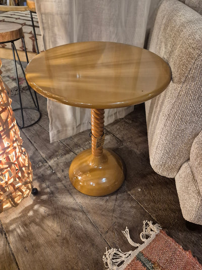 Brown Round Metal Side Table