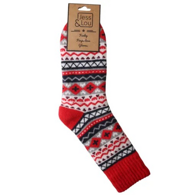 Red Nordic Cosy Socks