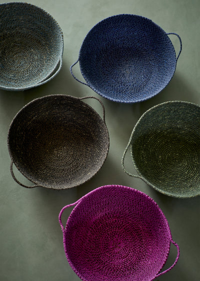 Seagrass Baskets with Handles Small Blues