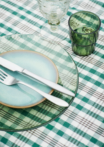 Stoneware Cake Plate Green