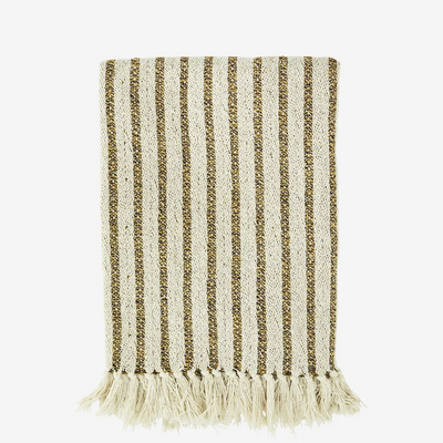 Mustard & Brown Stripe Recycled Cotton Throw