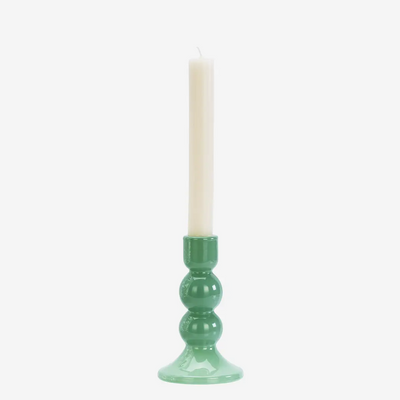 Green Glass Candle Holder Small