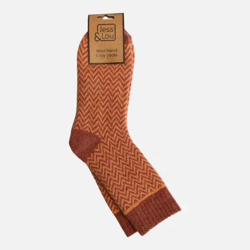 Terracotta Herringbone Cosy Socks